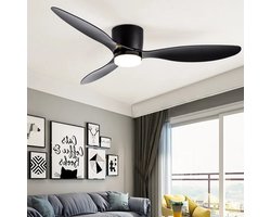 3 Kop Plafondventilator - Moderne LED Ventilator Lamp - Ventilator Lamp - 132 cm - 6 Snelheden - Zwart - Keuken Lamp - Woonkamerlamp - Moderne lamp