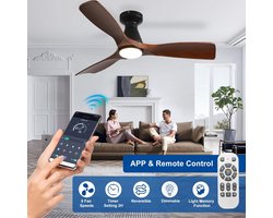 42 Inch Plafondventilator met Licht - Dimbare Flush Mount Ventilator voor Lage Plafonds