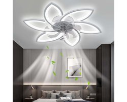 6 Sterren Plafondlamp Met Ventilator - Wit - Met Afstandsbediening - Smart lamp - Dimbaar Met App - 6 Standen Ventilator - Woonkamerlamp - Moderne lamp - Plafoniere