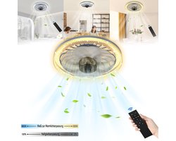 60W LED plafondventilator met verlichting Plafondlamp met ventilator Ø 31cm Plafondventilatoren met verlichting met 4 snelheden E26/E27 Plafondlamp woonkamer dimbaar met afstandsbediening grijs