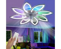 8 Sterren Plafondlamp Met Ventilator - RGB - 12 Kleuren - Met Afstandsbediening - Smart lamp - Dimbaar Met App - 6 Standen Ventilator - Woonkamerlamp - Moderne lamp - Plafoniere