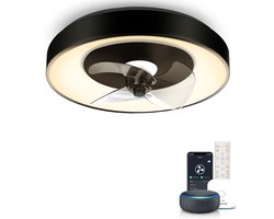 Aigostar 101GX - Plafondventilator met verlichting - Ø 49cm - Plafonniere met ventilator - 6 standen - Met Afstandbediening en App - 58W