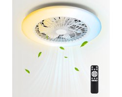 Aigostar Plafondventilator met verlichting - Ø 49 cm - 6 Snelheden - Plafondlamp met ventilator - Dimbaar - Timer - Afstandsbediening - Plafond Ventilator Lamp - 60W