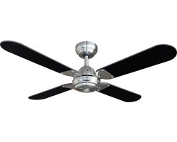 Bestron Plafondventilator met afstandsbediening, 3 snelheden & extra grote spanwijdte van Ø101 cm, incl. Zomer-/winterfunctie, 50 W, DCF42BR, kleur: zwart/zilver