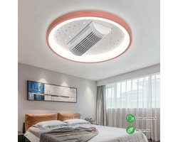 Bladloze Plafondventilator Roze – Plafondlamp – Sterrenlamp Dimbaar LED met Kleurenstanden – Timerfunctie, Stil Geluidsniveau – 120 graden draaibaar – Afstandsbediening – Winter- & Zomerstand – Modern Design 2025 – Slaapkamer – Woonkamer