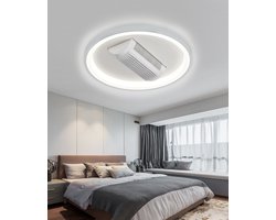 Bladloze Plafondventilator Wit – Plafondlamp – Dimbaar LED met Kleurenstanden – Timerfunctie, Stil Geluidsniveau – 120 graden draaibaar – Afstandsbediening – Winter- & Zomerstand – Modern Design 2025 – Stil, Slaapkamer Woonkamer, Verlichting