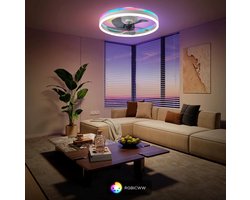 Bluetooth RGB Plafondventilator | Verschillende Kleuren | Met Speaker | Dimbaar Met Afstandsbediening | 55W | RGB Ventilator | Woonkamerlamp