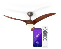 Blumfeldt Monteverde plafondventilator met verlichting - slimme app & afstandsbediening, dimbaar licht, 6 snelheden, zomer- en winterstand, 132 cm