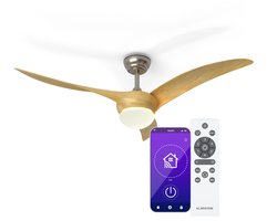 Blumfeldt Monteverde plafondventilator met verlichting - slimme app bediening, dimbaar licht, 6 snelheden, zomer- en winterstand, 132 cm