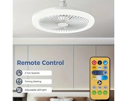 Bovista Plafondventilator - Met Verlichting - Plafond Ventilator - Met Lamp - Plafonniere Met Ventilator - Met Licht - 25cm