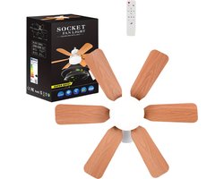 Bovista Plafondventilator - Met Verlichting - Plafond Ventilator - Met Lamp - Plafonniere Met Ventilator - Met Licht - Zwart/Hout - 51cm