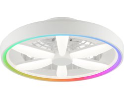 Brilliant Gaiano - Plafondventilator - Met verlichting - Ø 48 cm - LED 48W - Wit en RGB kleuren - Dimbaar - Timer - CCT - Wit - Zeer stil