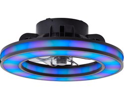 Brilliant Mondello - Plafondventilator - Met verlichting - Ø 41,5 cm - LED 26W - Wit en RGB kleuren - Dimbaar - Zwart - Zeer stil