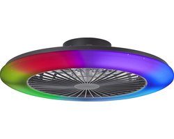 Brilliant Salerno - Plafondventilator - Met verlichting - LED 48W - 3000K-6500K - 58cm - Dimbaar - Zwart - Zeer stil