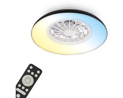 BRILONER Windora - Plafondventilator met verlichting - LED plafondlamp met ventilator - dimbaar - 5 snelheden - zomer- en wintermodus - CCT - Ø48.5 cm - zwart