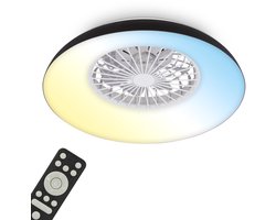 BRILONER Windora - Plafondventilator met verlichting - LED plafondlamp met ventilator - dimbaar - 5 snelheden - zomer- en wintermodus - CCT - Ø60 cm - zwart