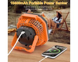 Campingventilator 3-in-1 met Accu en LED Licht - Stil en Draagbaar voor Buiten en Thuis