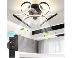 Chandelix - Plafond Ventilator Lamp - 50 CM - Smart Lamp - 6 Standen - Dimbaar - Zwart - Kroonluchter Ventilator - Chandelier Fan - Woonkamer Lamp - Ventilator Lampen - Eetkamer lamp - Slaapkamer lamp