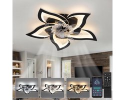 Chandelix - Plafond Ventilator Lamp - 55 CM - Smart Lamp - 6 Standen - Dimbaar - Wit - Kroonluchter Ventilator - Chandelier Fan - Woonkamer Lamp - Ventilator Lampen - Eetkamer lamp - Slaapkamer lamp