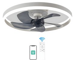 CL CHLIN® Ronde Plafondventilator met Dimbare LED Lamp wit – 50cm Stil Model – Plafondlamp met Ventilator & Afstandsbediening – Warm & Koud Licht – Zomer- en Winterstand – Wit Design