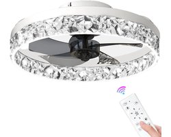 CL CHLIN® Round 50cm wit – Dimbare Plafondventilator met Lamp en Afstandsbediening – Zomer/Winterstand – Plafondlamp met Ventilator – Warm & Koud Licht – Stil Design