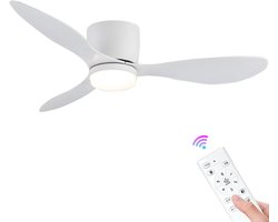 CL CHLIN® Trio Plafondventilator wit met LED Verlichting – 52 Inch – Hoge Luchtstroom – Dual-Mode Licht – Met Afstandsbediening & Timer – Voor Woonkamer & Slaapkamer - ventilator