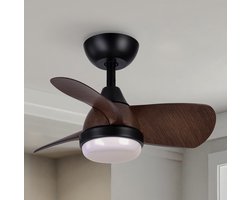 Compacte plafondventilator Vietor incl. LED en afstandsbediening - zwart met donkerbruin