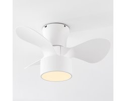 Compacte witte plafondventilator incl. LED en afstandsbediening - Vejas