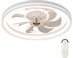 COSTWAY φ Plafondventilator met verlichting, omkeerbare ventilator, led-plafondlamp, 3000-6500 K, dimbaar, met 6 windsnelheden, 4-uurs timer, afdekking en afstandsbediening