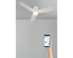 CREATE - 40W stille plafondventilator Ø132 cm - Wit - Met licht - WIFI + Afstandsbediening - WIND LITE