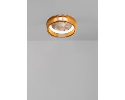 CREATE - Plafondventilator 20W stil Ø58cm richtingsschoepen met LED verlichting - Wit / Licht hout - WIND CRAFT