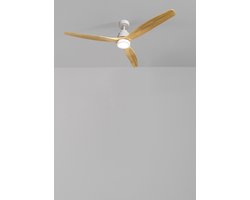 CREATE - Plafondventilator 40W silent 100% hout - Wit / Licht hout - Ø152cm - Met licht - Afstandsbediening - WIND STYLANCE