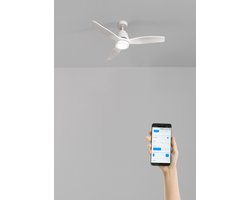 CREATE - Plafondventilator 40W silent 100% hout - Wit - Ø112cm - Met licht - WIFI + Afstandsbediening - WIND STYLANCE