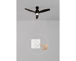 CREATE - Plafondventilator 40W silent 100% hout - Zwart - Ø112cm - Met licht - Controller voor wandmontage + afstandsbediening - WIND STYLANCE