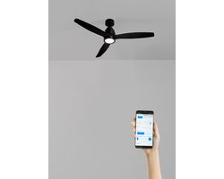 CREATE - Plafondventilator 40W silent 100% hout - Zwart - Ø112cm - Met licht - WIFI + Afstandsbediening - WIND STYLANCE