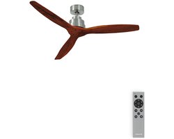 CREATE - Plafondventilator 40W silent Ø132 cm - Met Afstandsbediening - 6 Snelheden - Timer - Zomer/Winter functie - Níkkel - WIND STYLANCE