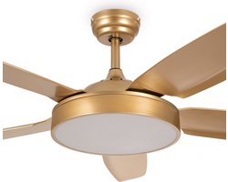 CREATE - Plafondventilator 40W silent Ø132 cm - Met Afstandsbediening - 6 Snelheden - Timer - Zomer/Winter functie - WIND FLAT