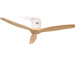 CREATE - Plafondventilator 40W silent Ø132 cm - Met Afstandsbediening - 6 Snelheden - Timer - Zomer/Winter functie - Wit - WIND CALM