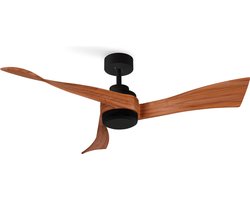 CREATE - Plafondventilator 40W silent Ø132 cm - Met Afstandsbediening - 6 Snelheden - Timer - Zomer/Winter functie - Zwart - WIND CURVE