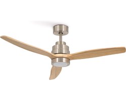 CREATE - Plafondventilator 40W silent Ø132 cm - Met Verlichting drie temperaturen - Met Afstandsbediening - 6 Snelheden - Timer - Zomer/Winter functie - Nikkel - WIND STYLANCE