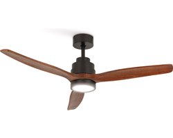 CREATE - Plafondventilator 40W silent Ø132 cm - Met Verlichting drie temperaturen - Met Afstandsbediening - 6 Snelheden - Timer - Zomer/Winter functie - Zwart - WIND STYLANCE