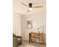 CREATE - Plafondventilator 40W silent Ø132 cm - Met Verlichting drie temperaturen - Met Wifi - Met Afstandsbediening - 6 Snelheden - Timer - Zomer/Winter functie - Zwart - WIND CALM