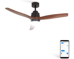 CREATE - Plafondventilator 40W silent Ø132 cm - Met Verlichting drie temperaturen - Met Wifi - Met Afstandsbediening - 6 Snelheden - Timer - Zomer/Winter functie - Zwart - WIND STYLANCE