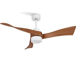 CREATE - Plafondventilator 40W silent Ø132 cm - Met Verlichting - Met Afstandsbediening - 6 Snelheden - Timer - Zomer/Winter functie - Wit - WIND CURVE