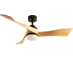 CREATE - Plafondventilator 40W silent Ø132 cm - Met Verlichting - Met Afstandsbediening - 6 Snelheden - Timer - Zomer/Winter functie - Zwart - WIND CURVE