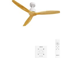 CREATE - Plafondventilator 40W silent Ø132 cm - Met Wandregelaar - Met Afstandsbediening - 6 Snelheden - Timer - Zomer/Winter functie - Wit - WIND STYLANCE