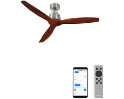 CREATE - Plafondventilator 40W silent Ø132 cm - Met Wifi - Met Afstandsbediening - 6 Snelheden - Timer - Zomer/Winter functie - Níkkel - WIND STYLANCE