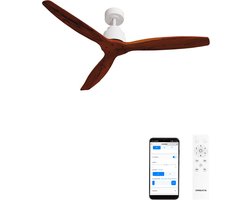 CREATE - Plafondventilator 40W silent Ø132 cm - Met Wifi - Met Afstandsbediening - 6 Snelheden - Timer - Zomer/Winter functie - Wit - WIND STYLANCE