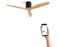 CREATE - Plafondventilator 40W silent Ø132 cm - Met Wifi - Met Afstandsbediening - 6 Snelheden - Timer - Zomer/Winter functie - Zwart - WIND CALM