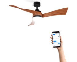 CREATE - Plafondventilator 40W silent Ø132 cm - Met Wifi - Met Afstandsbediening - 6 Snelheden - Timer - Zomer/Winter functie - Zwart - WIND CURVE